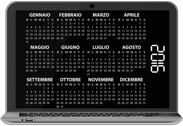 Přenosný počítač kalendář 2016 — Stockový vektor