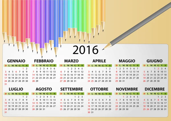 2016 kalender penna — Stock vektor