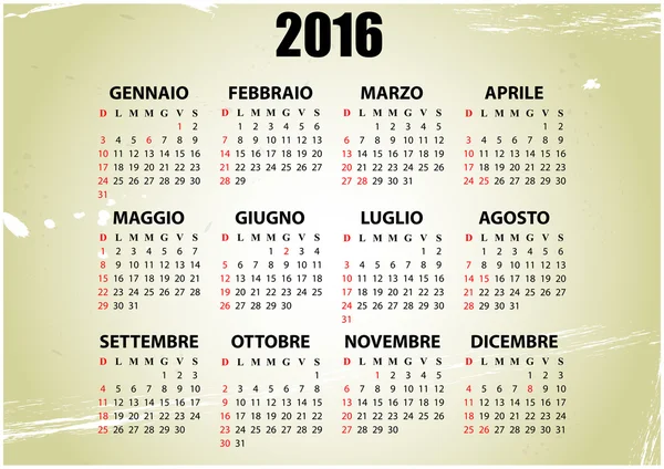 2016 calendário vintage — Vetor de Stock