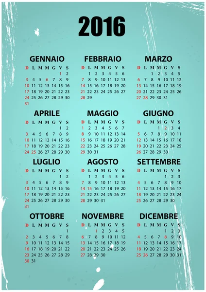 Calendrier vintage 2016 — Image vectorielle