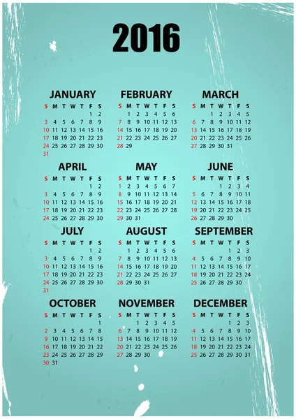 Vintage kalendář 2016 — Stockový vektor
