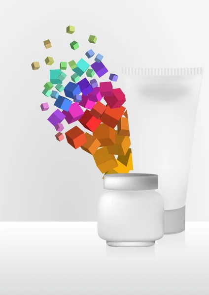 Crema de cosméticos con colorido — Vector de stock