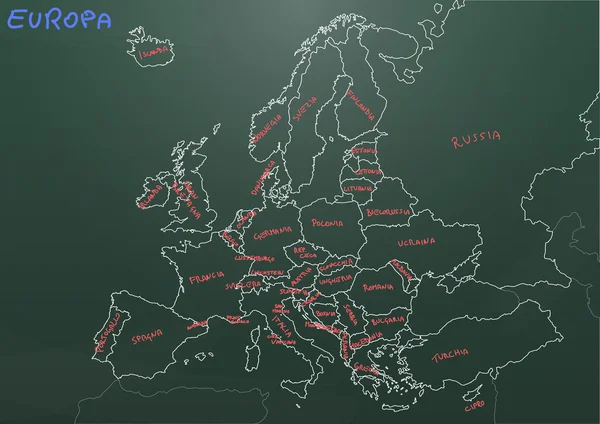 Europe chart pizarra — Vector de stock