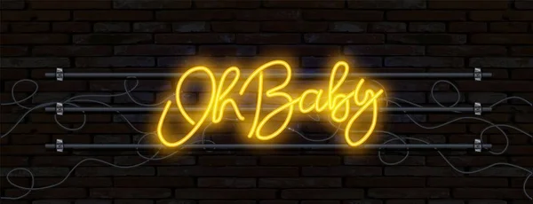 Neon jel Oh gaby betű sötét háttér vektor illusztráció. Logó tervezési sablon. Világító transzparens, világító neon reklámtábla. — Stock Vector