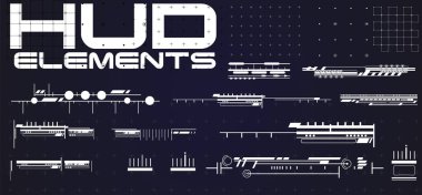 Soyut vektör fütüristik simgelerin toplanması. Tasarımınızda gösterge unsurları olarak kullanın. Vektör illüstrasyonu