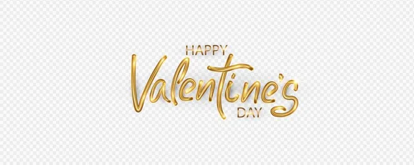 Feliz día de San Valentín hecho a mano letras de oro sobre fondo transparente. Vector. Tarjeta postal romántica, tarjeta de felicitación, invitación, plantilla de banner. — Archivo Imágenes Vectoriales