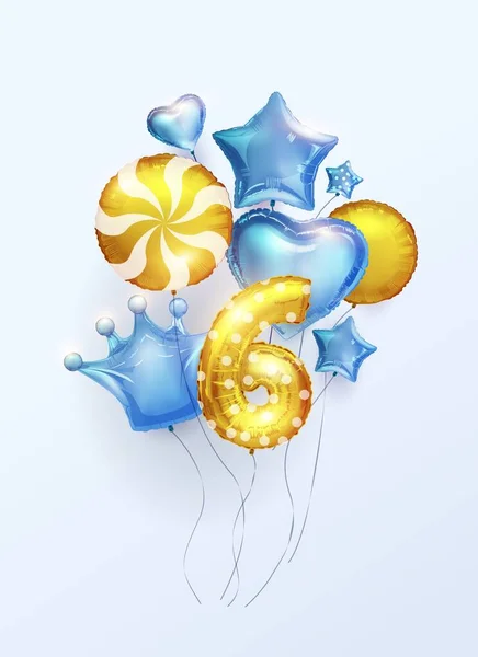 Agit Fond Anniversaire Enfants Garçon Avec Des Ballons Colorés Sous — Image vectorielle