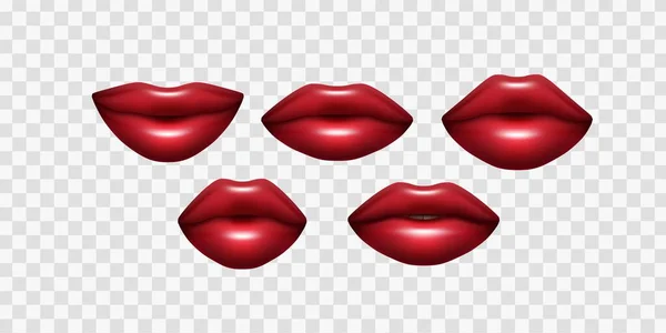 Women Red Lips Встановив Стильний Трохи Відкритий Рот Ізольований Реалістична — стоковий вектор