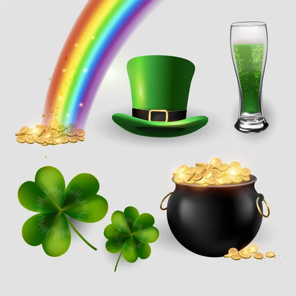 Happy St. Patricks Day design element.Vector symbols are grouped for easy editing. realistic icons for your design. — Stock Vector