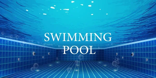 Poster d'invitation vierge de fête de piscine d'été, modèle vectoriel flyer avec fond de piscine vintage et échelle. Illustration vectorielle Eps10. — Image vectorielle