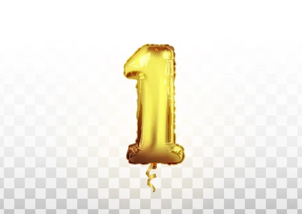 Boule de papier numéro 1 or. Vecteur réaliste isolé nombre de ballon doré de 1 pour la décoration d'invitation sur le fond transparent. — Image vectorielle