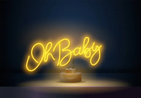 Oh Baby neon estilo lettering em vetor. Cartaz de néon de bebê, modelo de design, design de tendência moderna, sinalização noturna, —  Vetores de Stock