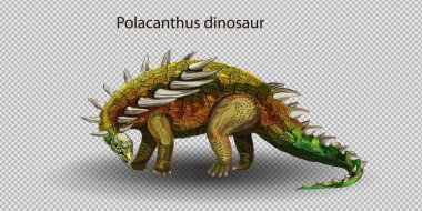 Jurasik Dönemin Vektör Gerçekçi Polacanthus Dinozoru, Tarih Öncesi Dev Sürüngen Çizgi Filmi Gerçekçi Hayvan. beyaz arkaplanda izole edilmiş.