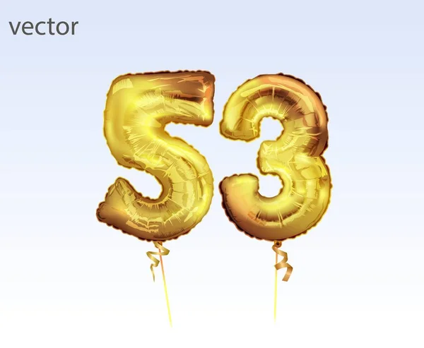 Elégante célébration de salutation cinquante-trois ans d'anniversaire. Ballon anniversaire numéro 53 en feuille d'or. Joyeux anniversaire, affiche de félicitations. 53 ballon en feuille d'or — Image vectorielle
