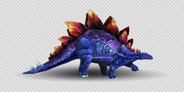 Vector stegosaurus azul realista sobre um fundo transparente. Ilustração vetorial com gradientes simples. Ilustração vetorial de um dinossauro pré-histórico stegosaurus —  Vetores de Stock