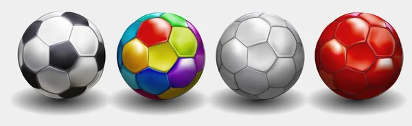 Campeonato de fútbol Banner de diseño. Banner de ilustración con logo Bola de fútbol realista Aislada sobre fondo blanco. bola de fútbol de cuero clásico blanco y negro — Vector de stock