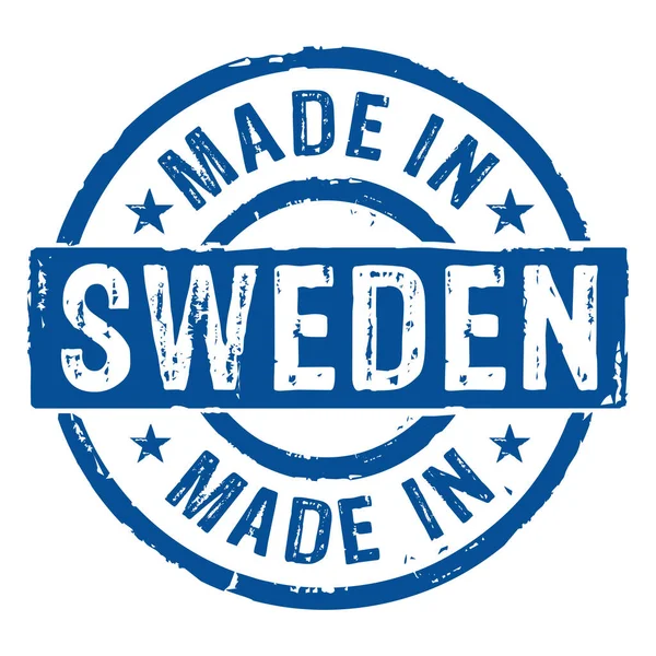 Made Sweden Grunge Stamp Vector Icon Factory Manufacturing Production Country — Stock Vector