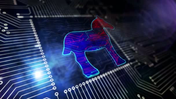 Ataque Troya Robo Digital Espionaje Identidad Cibercrimen Malware Phishing Hacking — Vídeos de Stock