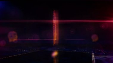 Yapay zeka. Siber kafa şekli ve gelecekçi makine öğrenimi olan yapay zeka. Bilgisayarın içindeki devre üzerinde 3D simge uçuyor. Fütürist konsept kusursuz ve çevrilebilir animasyon.