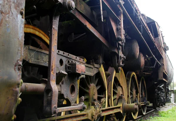 Velha Locomotiva Vapor Enferrujada Máquina Industrial Vintage — Fotografia de Stock