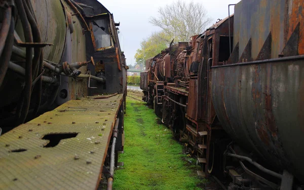 Vieille Locomotive Vapeur Rouillée Vintage Machine Industrielle — Photo