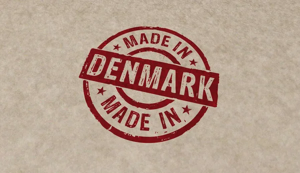 Made Denmark Stamp Icons Few Color Versions Factory Manufacturing Production — Stock Photo, Image