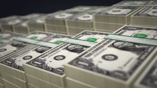 Зростання Курсу Доларових Банкнот Один Доларовий Пакет Грошей Концепція Грошового — стокове відео