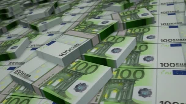 Paquet Billets Euros 100 Piles Argent Eur Concept Crise Banque — Video