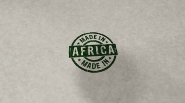 Afrika 'da üretilmiş ve kusursuz bir animasyon. El damgası darbesi. Fabrika, üretim ve üretim ülkesi 3 boyutlu döngü kavramı.