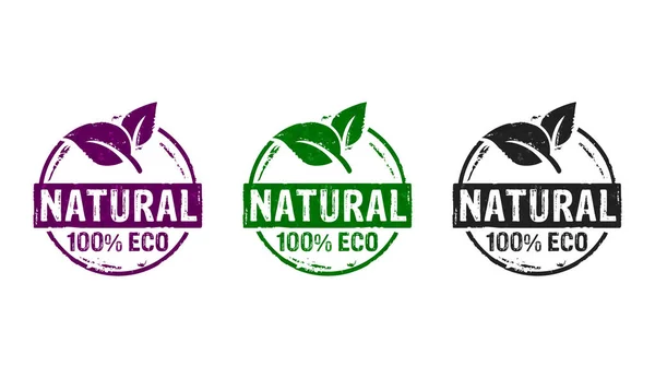 Iconos Sello Ecológico Natural Pocas Versiones Color Ecología Naturaleza Verde —  Fotos de Stock