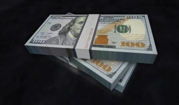 Dollár Pénzcsomag Illusztráció 100 Dolláros Bankjegykötegek Finanszírozás Készpénz Gazdasági Válság — Stock Fotó