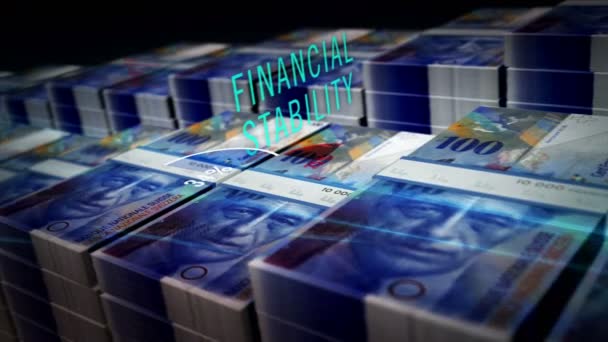 Francos Suizos Banca Protección Capital Estabilidad Financiera Negocios Impresión Dinero — Vídeos de Stock