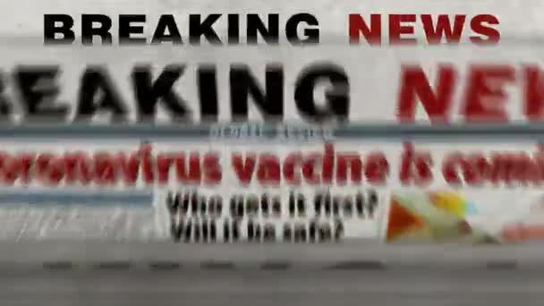Coronavirus Vaccine Coming Breaking News Covid Epidemic Cure Virus Pandemic — Stock Video