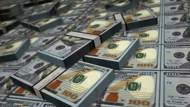 Paquete Billetes Dólares Montones Dinero 100 Dólares Concepto Crisis Banca — Vídeo de stock