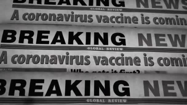 Vaccino Coronavirus Sta Arrivando Epidemia Covid Cura Virus Pandemia Farmaci — Video Stock