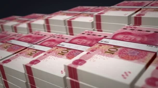 Boucle Croissance Paquet Billets Banque Yuan Chinois 100 Piles Argent — Video