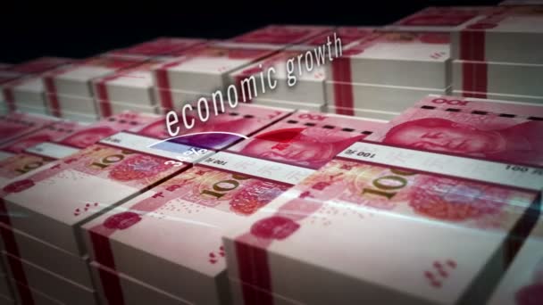 Chinese Yuan Recession Debt Increase Business Crisis Money Printing Economy — Stock Video