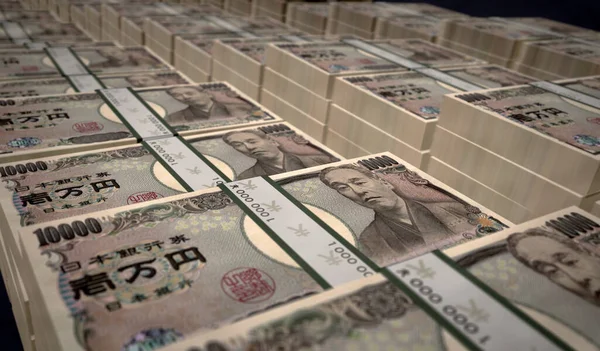 Japanse Yen Money Pack Illustratie Eén Jpy Bankbiljettenbundelstapel Concept Van — Stockfoto