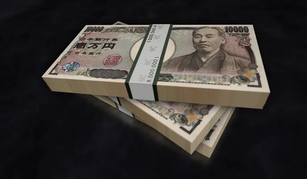 Japanse Yen Money Pack Illustratie Eén Jpy Bankbiljettenbundelstapel Concept Van — Stockfoto