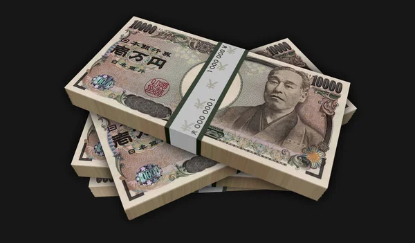 Japanse Yen Money Pack Illustratie Eén Jpy Bankbiljettenbundelstapel Concept Van — Stockfoto