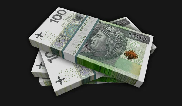 Polish Zloty Pln Money Pack Illustration 100 Pln Banknote Bundle — Stock Photo, Image