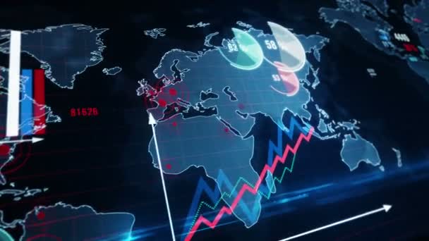 Economia Negócios Globais Estatística Finanças Animação Gráfico Conceito Corporativo Abstrato — Vídeo de Stock