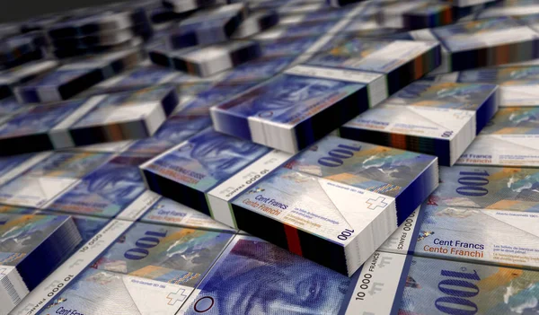 Švýcarský Frank Ilustrace Balení Peněz Švýcarsko 100 Kusů Bankovek Chf — Stock fotografie