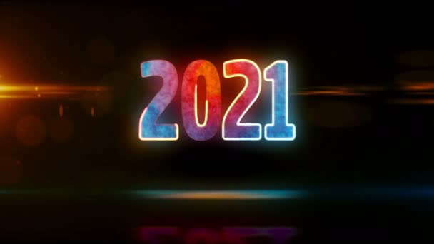 2021 Год Футуристический Неон Новая Концепция Кибердизайна Анимация Абстрактная Зацикленная — стоковое видео