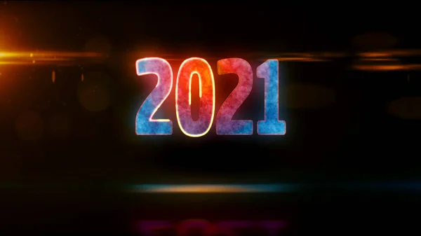 2021 Год Футуристический Неон Новая Концепция Кибердизайна Анимация Абстрактная Трехмерная — стоковое фото