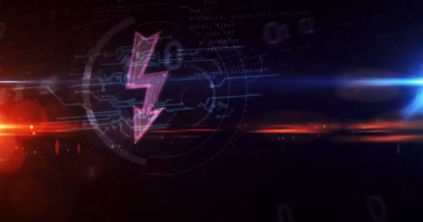 Energiesymbool Bliksem Industrieel Gevarenbord Elektrische Aandrijvingstechnologie Flash Icon Loop Concept — Stockvideo