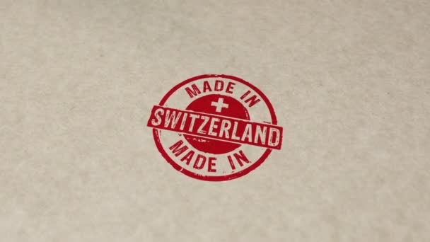 Made Switzerland Stempel Und Handstempel Impact Animation Fabrik Produktion Und — Stockvideo