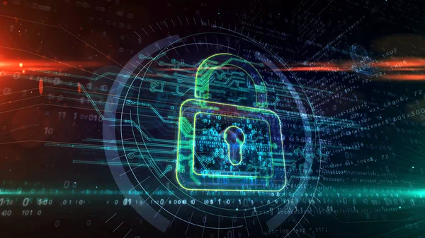 Concept Cybersécurité Avec Symbole Cadenas Protection Informatique Icône Sécurité Système — Photo