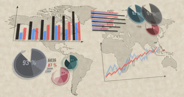 Economy chart, global business, market statistic, covid-19 epidemic analyzing and finance graph 3d background illustration. Abstract concept of world crisis and recession.