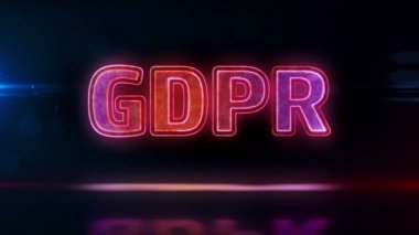 GDPR, Avrupa Birliği neon döngü kavramında genel veri koruma düzenlemesi. Gelecekçi soyut 3d biçimlendirilebilir döngü ve kusursuz animasyon.